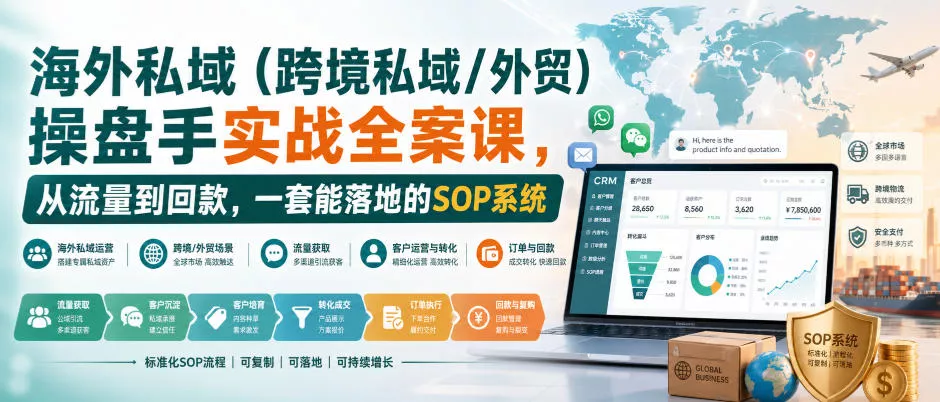 3ef11abf28d07b57f15f31925b0ea3d2.webp 海外私域(跨境私域/外贸)操盘手实战全案课,从流量到回款,一套能落地的SOP系统