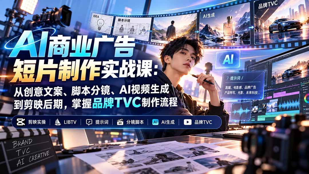 3ff327ec9d720367d56a19f62deadf1d.jpeg (20863期)AI商业广告短片制作实战课:从创意文案、脚本分镜、AI视频生成到剪映后期,掌握品牌TVC制作流程