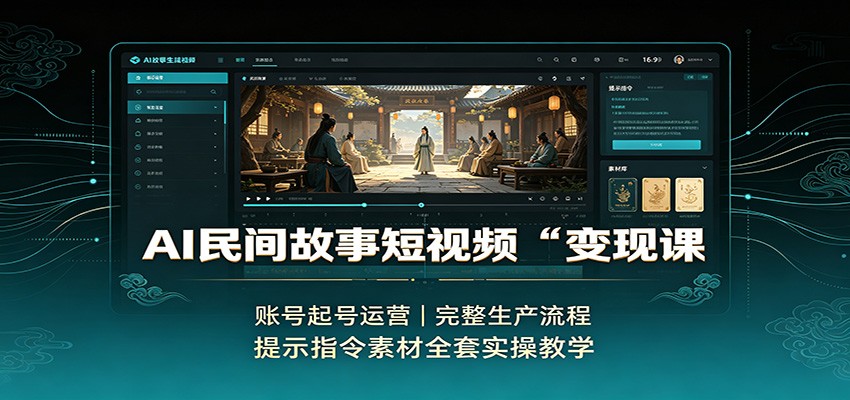 40b5b69fcb3a373543a3cf50cbe66802.jpeg AI民间故事短视频变现课:账号起号运营,完整生产流程,提示指令素材全套实操教学