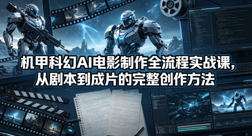 机甲科幻AI电影制作全流程实战课，从剧本到成片的完整创作方法祝你网--专注互联网创业.信息差副业研究拒绝割韭菜祝你网