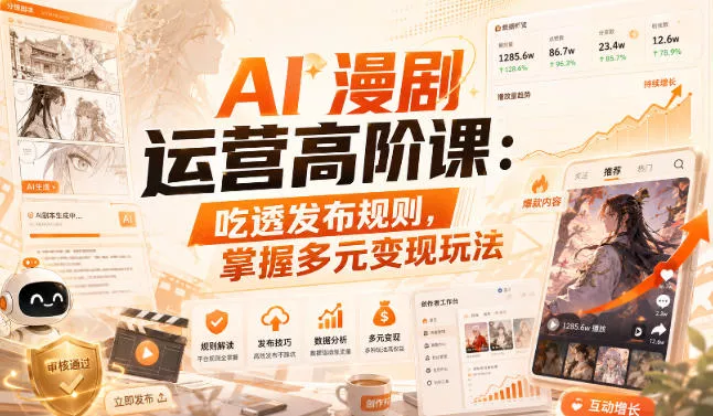 AI漫剧运营高阶课:吃透发布规则,掌握多元变现玩法祝你网--专注互联网创业.信息差副业研究拒绝割韭菜祝你网