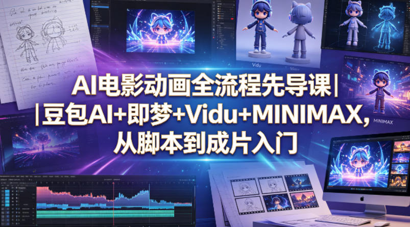 AI电影动画全流程先导课｜豆包AI+即梦+Vidu+MINIMAX，从脚本到成片入门祝你网--专注互联网创业.信息差副业研究拒绝割韭菜祝你网