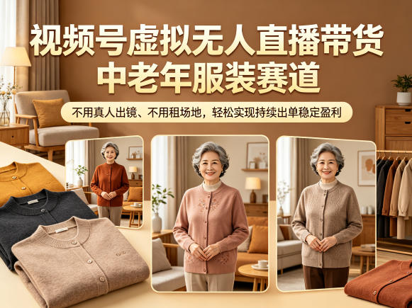 410c8f2d4670c6be3a953961096731c8.jpeg 视频号虚拟无人直播带货中老年服装赛道,不用真人出镜、不用租场地,轻松实现持续出单稳定盈利