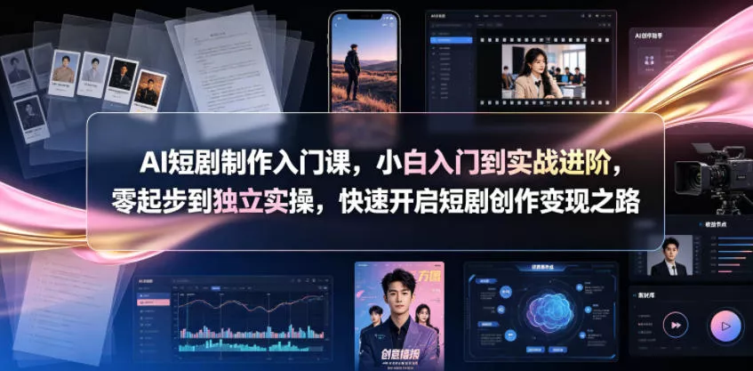 412b34c09175b263f50453b33079ca49.webp AI短剧制作入门课,小白入门到实战进阶,零起步到独立实操,快速开启短剧创作变现之路