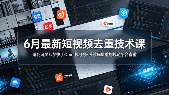 (19031期)6月最新短视频去重技术课,适配可灵即梦快手Omni视频号,分镜底层重构规避平台查重祝你网--专注互联网创业.信息差副业研究拒绝割韭菜祝你网