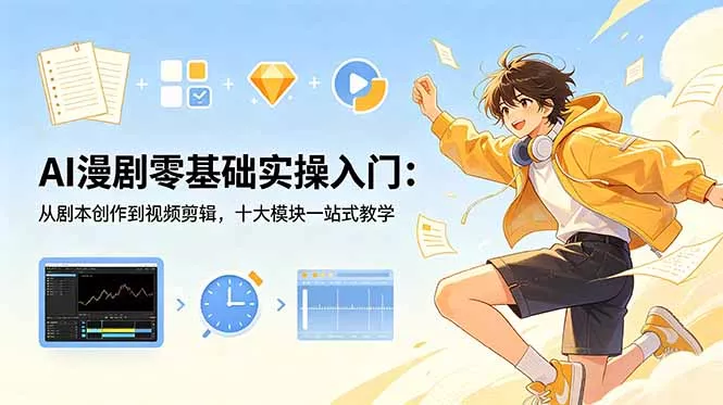 428d94cac46b01e30ee893b375eb96e0.webp AI漫剧零基础实操入门:从剧本创作到视频剪辑,十大模块一站式教学