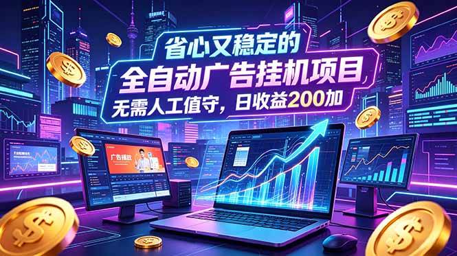 (18899期)全自动广告挂机项目,全程无需人工值守。稳定创收每日收益200+祝你网--专注互联网创业.信息差副业研究拒绝割韭菜祝你网
