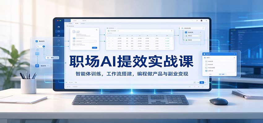 职场AI提效实战课：智能体训练，工作流搭建，编程做产品与副业变现祝你网--专注互联网创业.信息差副业研究拒绝割韭菜祝你网
