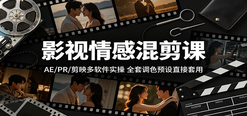 影视情感混剪课：AE/PR/剪映多软件实操，全套调色预设直接套用祝你网--专注互联网创业.信息差副业研究拒绝割韭菜祝你网