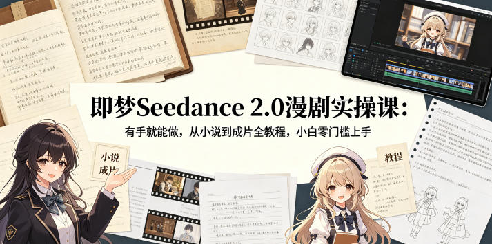 即梦Seedance 2.0漫剧实操课：有手就能做，从小说到成片全教程，小白零门槛上手祝你网--专注互联网创业.信息差副业研究拒绝割韭菜祝你网