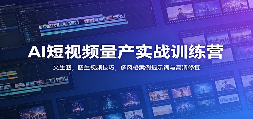 AI短视频量产实战训练营：文生图，图生视频技巧，多风格案例提示词与高清修复祝你网--专注互联网创业.信息差副业研究拒绝割韭菜祝你网