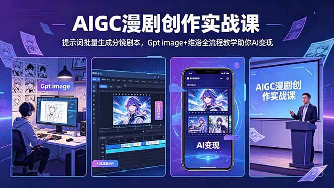 480ad622345741cd17470aabe301a091.jpeg (18482期)AIGC漫剧创作实战课-更新5月16,提示词批量生成分镜剧本,Gpt image+维洛全流程教学助你AI变现