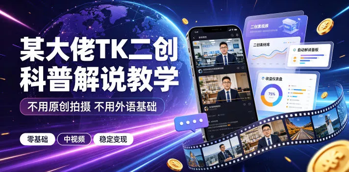 48247e6f6e1e90a9df3334d65edeb427.webp 某大佬TK二创科普解说教学,不用原创拍摄不用外语基础,零基础做TikTok中视频稳定变现