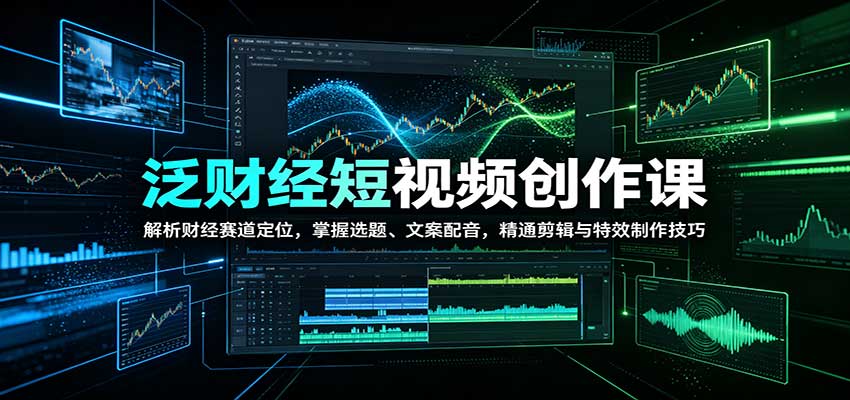 495710886d3fc6e4e7f65152746fd7a3.jpeg 泛财经短视频创作课:解析财经赛道定位,掌握选题、文案配音,精通剪辑与特效制作技巧