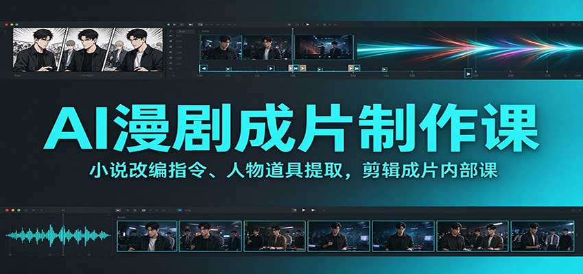 AI漫剧成片制作课:小说改编指令、人物道具提取,剪辑成片全流程祝你网--专注互联网创业.信息差副业研究拒绝割韭菜祝你网