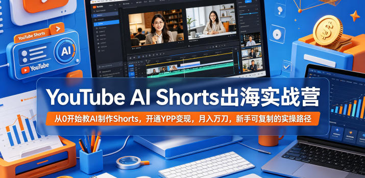YouTube AI Shorts出海实战营，从0开始教AI制作Shorts，开通YPP变现，月入万刀，新手可复制的实操路径祝你网--专注互联网创业.信息差副业研究拒绝割韭菜祝你网