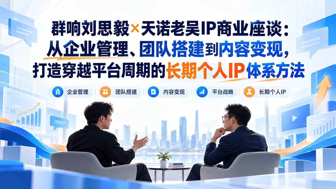 （20771期）群响刘思毅×天诺老吴IP商业座谈：从企业管理、团队搭建到内容变现，打造穿越平台周期的长期个人IP体系方法祝你网--专注互联网创业.信息差副业研究拒绝割韭菜祝你网