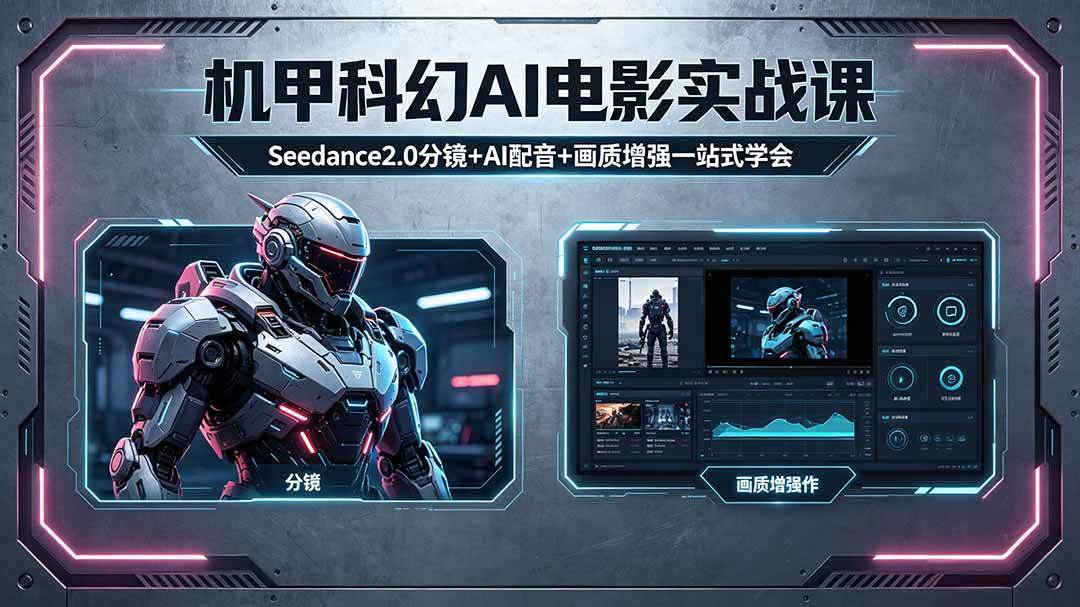 （18298期）机甲科幻 AI 电影实战课，Seedance2.0 分镜 + AI 配音 + 画质增强一站式学会祝你网--专注互联网创业.信息差副业研究拒绝割韭菜祝你网