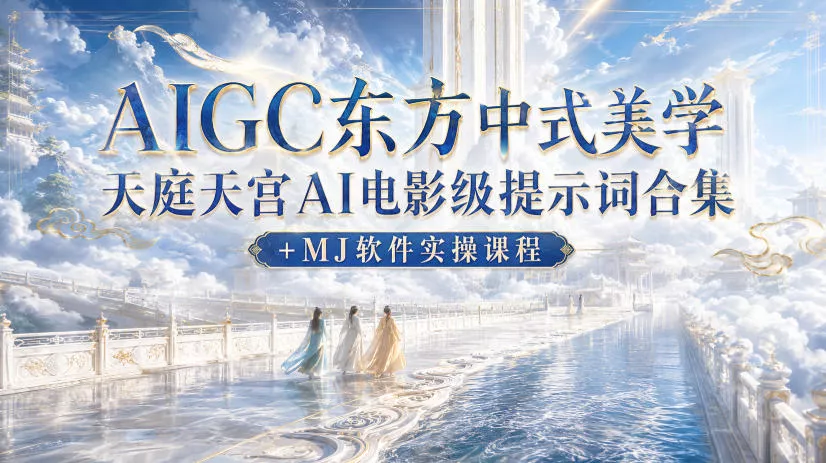 AIGC东方中式美学天庭天宫AI电影级提示词合集+MJ软件实操课程祝你网--专注互联网创业.信息差副业研究拒绝割韭菜祝你网