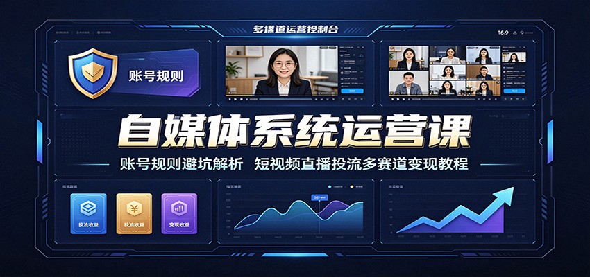 4ba09874bbce7fd397fbebadbf5070ad.jpeg 自媒体系统运营课:账号规则避坑解析,短视频直播投流多赛道变现教程