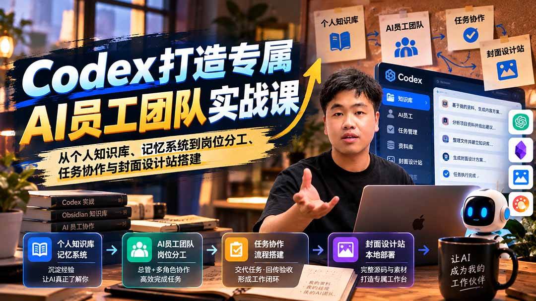 （20916期）【无水印】Codex打造专属AI员工团队实战课：从个人知识库、记忆系统到岗位分工、任务协作与封面设计站搭建祝你网--专注互联网创业.信息差副业研究拒绝割韭菜祝你网