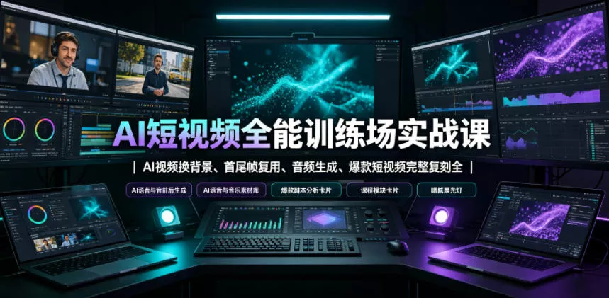 AI短视频全能训练场实战课|AI视频换背景、首尾帧复用、音频生成、爆款短视频完整复刻全套实操教学祝你网--专注互联网创业.信息差副业研究拒绝割韭菜祝你网