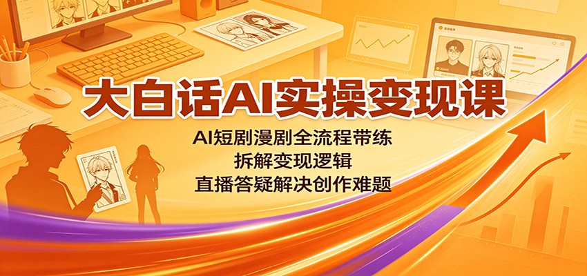 大白话AI实操变现课:AI短剧漫剧全流程带练,拆解变现逻辑,直播答疑解决创作难题祝你网--专注互联网创业.信息差副业研究拒绝割韭菜祝你网
