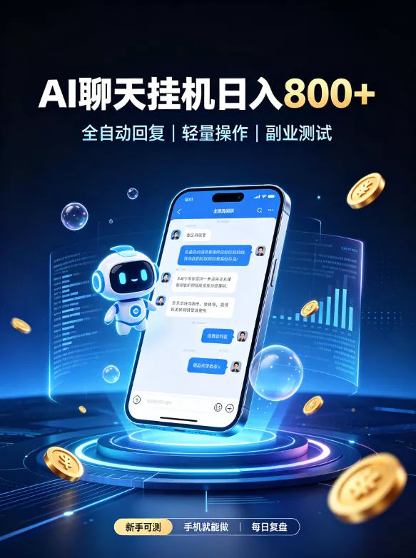 AI聊天挂G项目，日入800➕，全自动操作，适用个人副业，支持工作室矩阵操作【揭秘】祝你网--专注互联网创业.信息差副业研究拒绝割韭菜祝你网