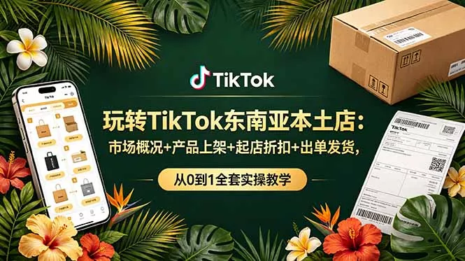 玩转TikTok东南亚本土店：市场概况+产品上架+起店折扣+出单发货，从0到1全套实操教学祝你网--专注互联网创业.信息差副业研究拒绝割韭菜祝你网