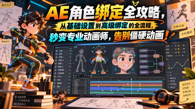 【无水印】AE角色绑定全攻略,从基础设置到高级绑定的全流程,秒变专业动画师,告别僵硬动画!【原创双语字幕】祝你网--专注互联网创业.信息差副业研究拒绝割韭菜祝你网