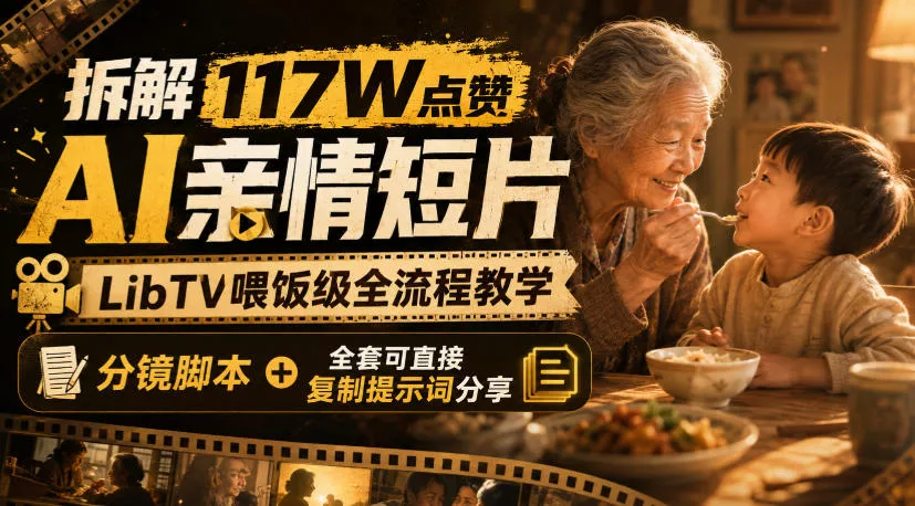 拆解117W点赞AI亲情短片,LibTV喂饭级全流程教学,分镜脚本+全套可直接复制提示词分享祝你网--专注互联网创业.信息差副业研究拒绝割韭菜祝你网
