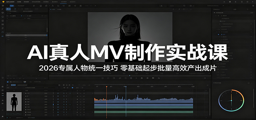 AI真人MV制作实战课：2026专属人物统一技巧，零基础起步批量高效产出成片祝你网--专注互联网创业.信息差副业研究拒绝割韭菜祝你网
