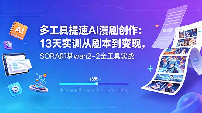 多工具提速AI漫剧创作：13天实训从剧本到变现，SORA即梦wan2-2全工具实战祝你网--专注互联网创业.信息差副业研究拒绝割韭菜祝你网