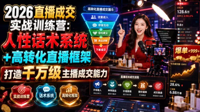 5251ee69e881019c297008f65519e905.webp 2026直播成交实战训练营:人性话术系统+高转化直播框架,打造千万级主播成交能力