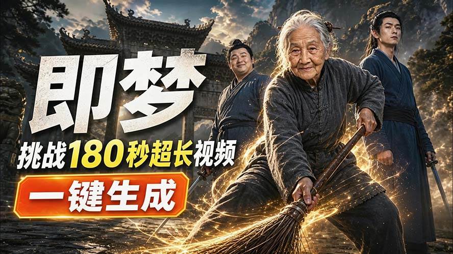（20112期）即梦挑战180秒超长视频！一键生成3分钟电影？完整制作流程详细分享！祝你网--专注互联网创业.信息差副业研究拒绝割韭菜祝你网
