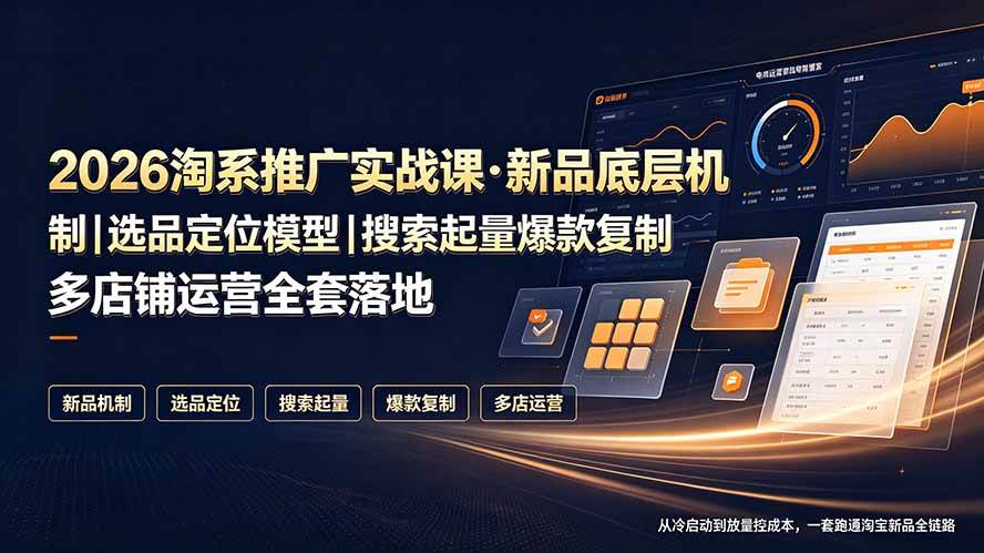 (19272期)2026淘系推广实战课·新品底层机制|选品定位模型|搜索起量爆款复制多店铺运营全套落地教程祝你网--专注互联网创业.信息差副业研究拒绝割韭菜祝你网