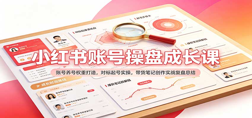 53e5a3f76af61d2f6de70141256ccd25.jpeg 小红书账号操盘成长课:账号养号权重打造,对标起号实操,带货笔记创作实战复盘总结