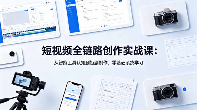 短视频全链路创作实战课：从智能工具认知到短剧制作，零基础系统学习祝你网--专注互联网创业.信息差副业研究拒绝割韭菜祝你网