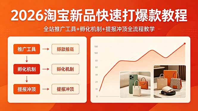 （18422期） 2026淘宝新品快速打爆款教程，全站推广工具+孵化机制+提报冲顶全流程教学祝你网--专注互联网创业.信息差副业研究拒绝割韭菜祝你网
