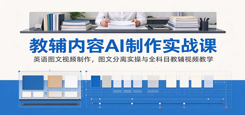 AI制作教辅内容实战课:英语图文视频制作,图文分离实操与全科目教辅视频教学祝你网--专注互联网创业.信息差副业研究拒绝割韭菜祝你网