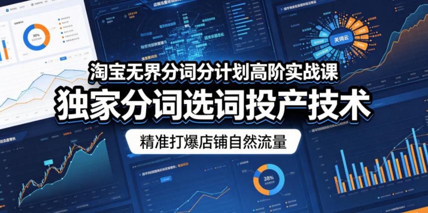 淘宝无界分词分计划高阶实战课，独家分词选词投产技术，精准打爆店铺自然流量祝你网--专注互联网创业.信息差副业研究拒绝割韭菜祝你网