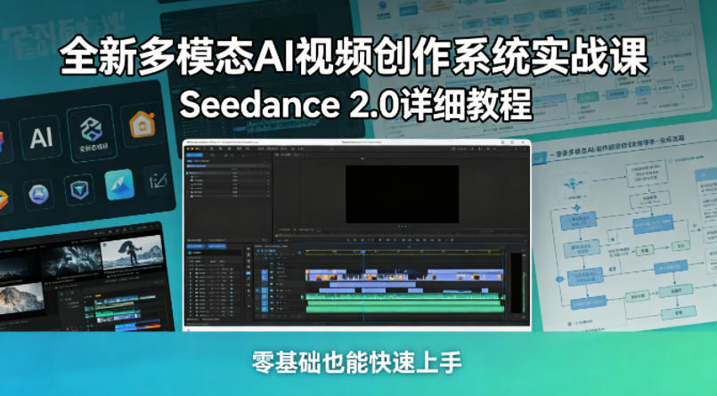 全新多模态AI视频创作系统实战课，Seedance 2.0详细教程，零基础也能快速上手祝你网--专注互联网创业.信息差副业研究拒绝割韭菜祝你网