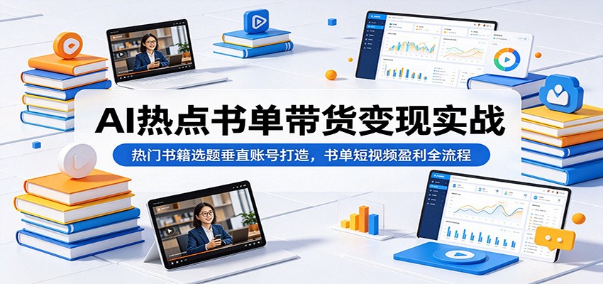 AI热点书单带货变现实战:热门书籍选题垂直账号打造,书单短视频盈利全流程祝你网--专注互联网创业.信息差副业研究拒绝割韭菜祝你网