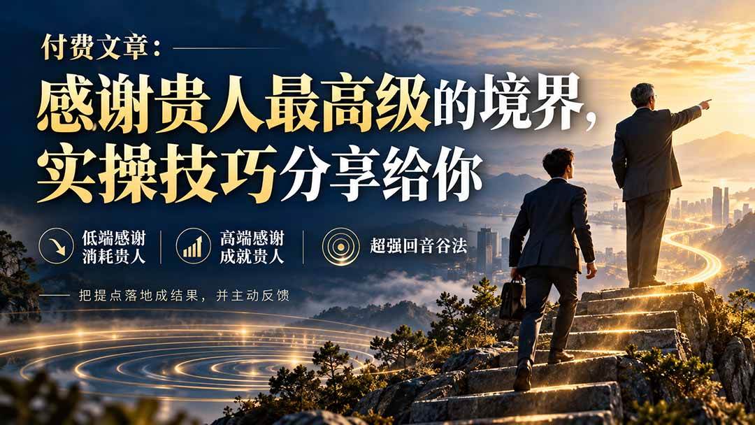 （20871期）付费文章：感谢贵人最高级的境界，实操技巧分享给你祝你网--专注互联网创业.信息差副业研究拒绝割韭菜祝你网