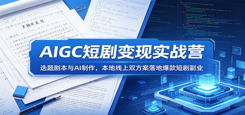 5695ac5d0998eaffea7317f744867b08.jpeg AIGC短剧变现实战营:选题剧本与AI制作,本地线上双方案落地爆款短剧副业