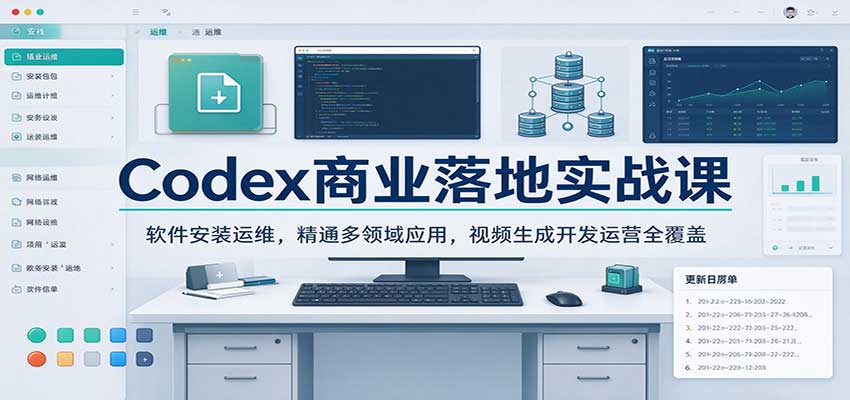 572d8c1b29ae21adc75ea08a31172795.jpeg Codex商业落地实战课:软件安装运维,精通多领域应用,视频生成开发运营全覆盖
