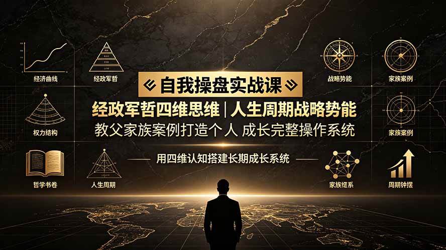 (19398期)自我操盘实战课:经政军哲四维思维|人生周期战略势能|教父家族案例打造个人成长完整操作系统祝你网--专注互联网创业.信息差副业研究拒绝割韭菜祝你网