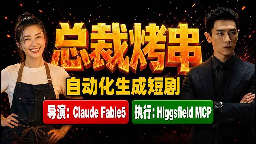 (19541期)《总裁烤串》真人短剧全自动诞生!Claude Fable5 当导演,Higgsfield MCP 执行!祝你网--专注互联网创业.信息差副业研究拒绝割韭菜祝你网