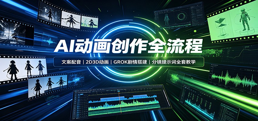 586f56611291554ebc0cc3ebe01d8832.jpeg AI动画创作全流程:文案配音,2D3D动画,GROK剧情搭建,分镜提示词全套教学