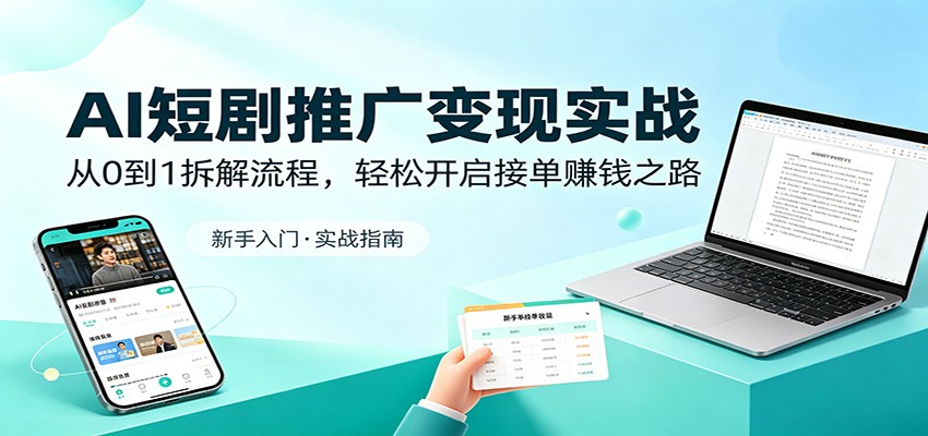 AI短剧推广变现实战：从0到1拆解流程，轻松开启接单赚钱之路祝你网--专注互联网创业.信息差副业研究拒绝割韭菜祝你网